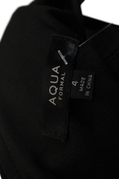Aqua Formal Womens Floral Embroider Accent V-Neck Fit & Flare Dress Black Size 4