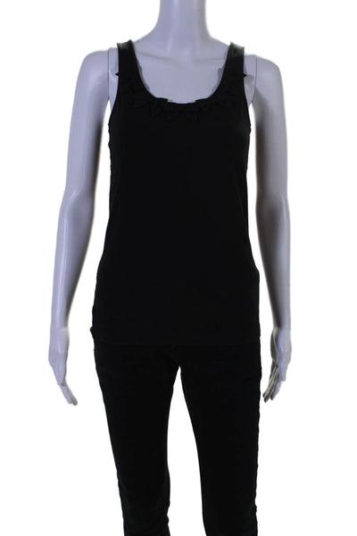 Kate Spade New York Womens Bow Neckline Tank Top Black Cotton Size Small