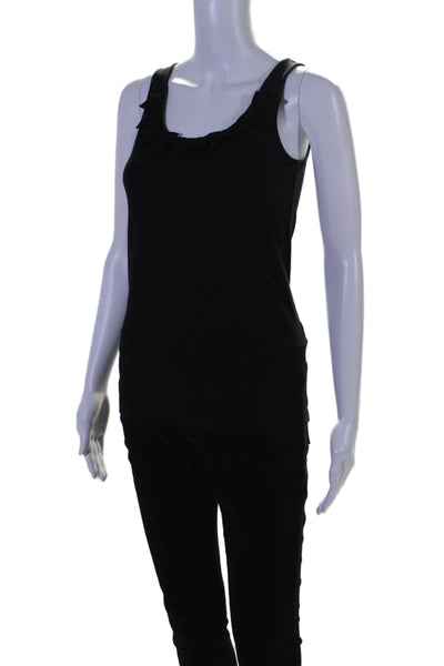 Kate Spade New York Womens Bow Neckline Tank Top Black Cotton Size Small