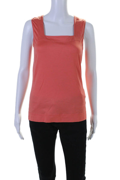 Akris Punto Bergdorf Goodman Womens Square Neck Tank Top Orange Cotton Size 8