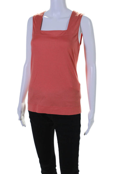 Akris Punto Bergdorf Goodman Womens Square Neck Tank Top Orange Cotton Size 8