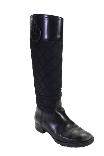 Tory Burch Womens Leather Quilted Knee High Boots Black Size 6