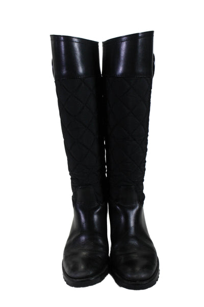 Tory Burch Womens Leather Quilted Knee High Boots Black Size 6