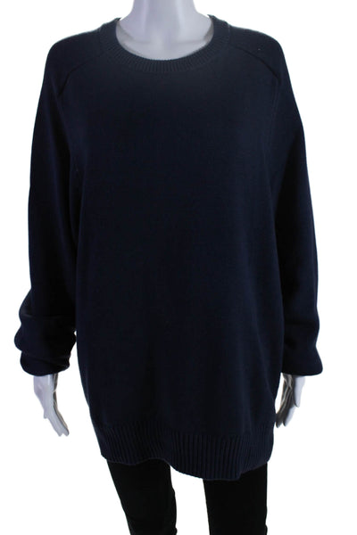 J Crew Womens Cotton Ribbed Long Sleeve Pullover Sweater Navy Size XL