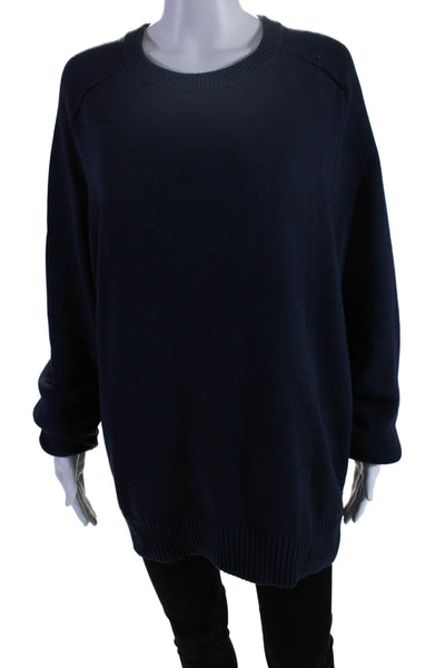 J Crew Womens Cotton Ribbed Long Sleeve Pullover Sweater Navy Size XL