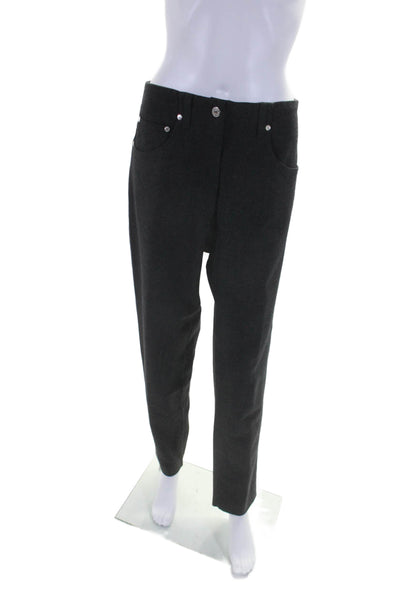 Piazza Sempione Womens Button Zip Buckle Textured Tapered Leg Pants Gray Black S