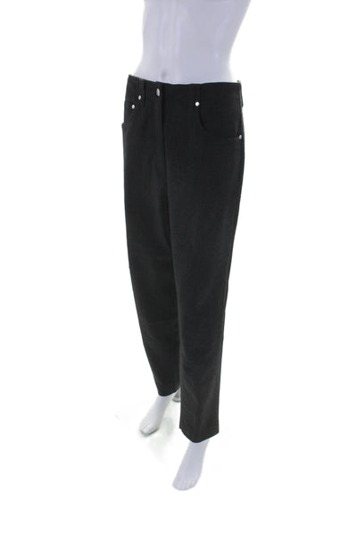 Piazza Sempione Womens Button Zip Buckle Textured Tapered Leg Pants Gray Black S