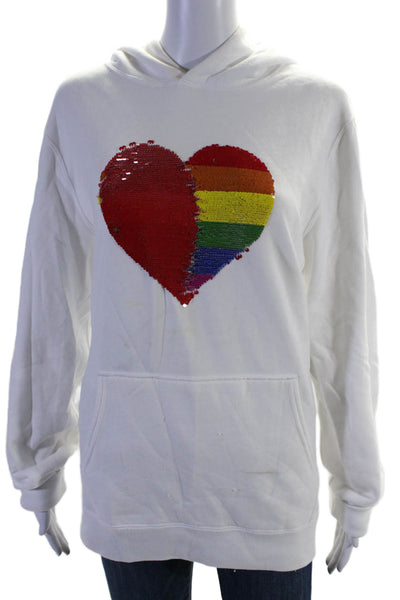 Abercrombie & Fitch Womens Cotton Blend Sequin Pullover Hoodie White Size L