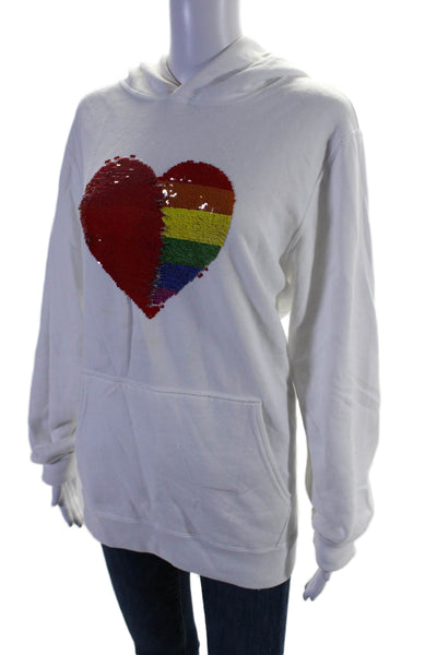 Abercrombie & Fitch Womens Cotton Blend Sequin Pullover Hoodie White Size L