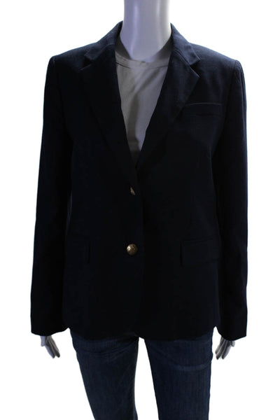 J Crew Womens Wool Long Sleeved Charmed Sleeve Button Blazer Navy Suze 8