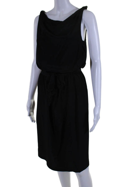 Replica Womens Black Drape Neck Elastic Waist Sleeveless Shift Dress Size 4