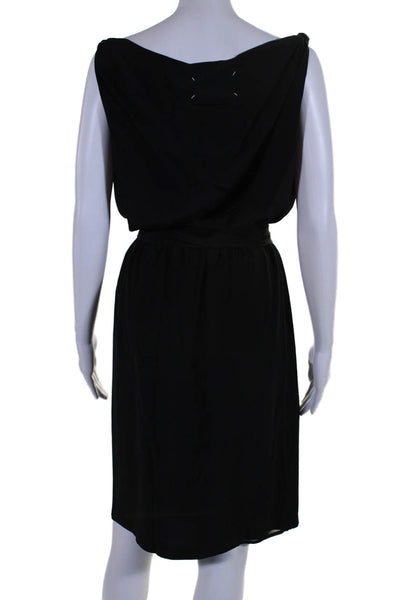 Replica Womens Black Drape Neck Elastic Waist Sleeveless Shift Dress Size 4