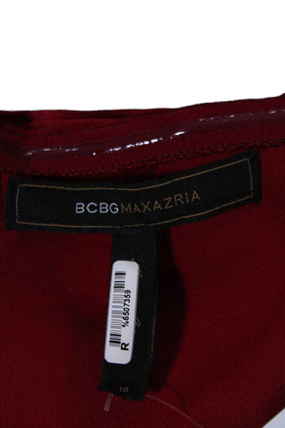 BCBGMAXAZRIA Womens Pleated Sleeveless 1 Shoulder Zip Up Mini Dress Red Size 10