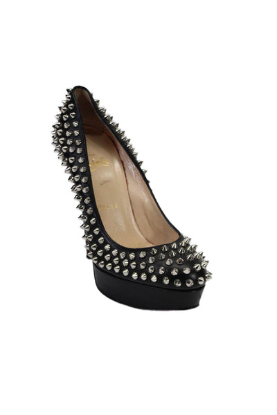 Christian Louboutin Women's Spike Studs Platform Stiletto Shoes Black Size 37