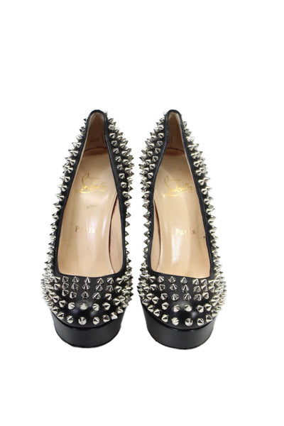 Christian Louboutin Women's Spike Studs Platform Stiletto Shoes Black Size 37