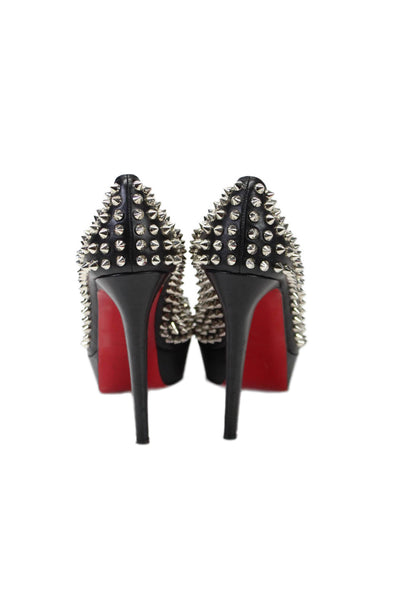 Christian Louboutin Women's Spike Studs Platform Stiletto Shoes Black Size 37