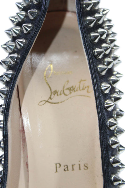 Christian Louboutin Women's Spike Studs Platform Stiletto Shoes Black Size 37