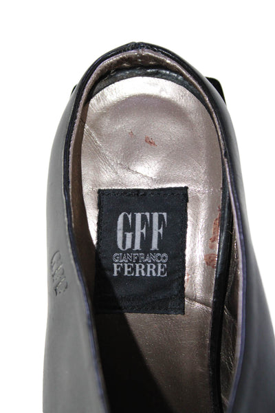 Gianfranco Ferre Womens Asymmetrical Sole Mules Block Heels Black Size EUR 36.5