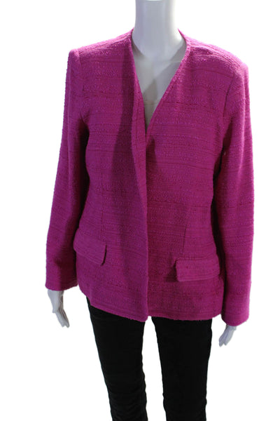 Kobi Halperin Womens Tweed Long Sleeves Open Front Jacket Pink Size Medium