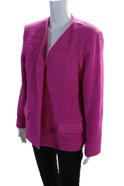 Kobi Halperin Womens Tweed Long Sleeves Open Front Jacket Pink Size Medium