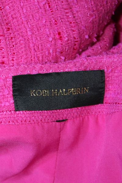 Kobi Halperin Womens Tweed Long Sleeves Open Front Jacket Pink Size Medium