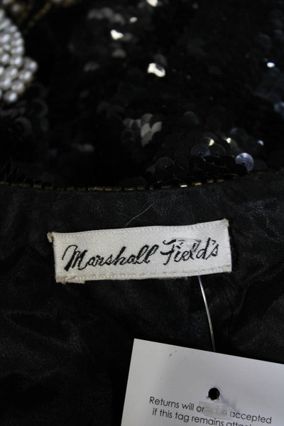 Marshall Fields Women's Beaded Sequin Hook Closure Jacket Black Size 10