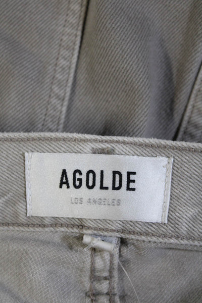 Agolde Mens Cotton Denim Button Closure Tapered Cargo Jeans Beige Size 31