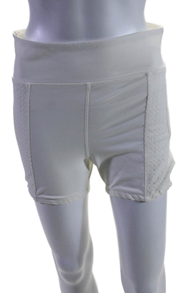 Tuckernuck Womens Open Knit Pull On High Rise Biker Shorts White Size Medium