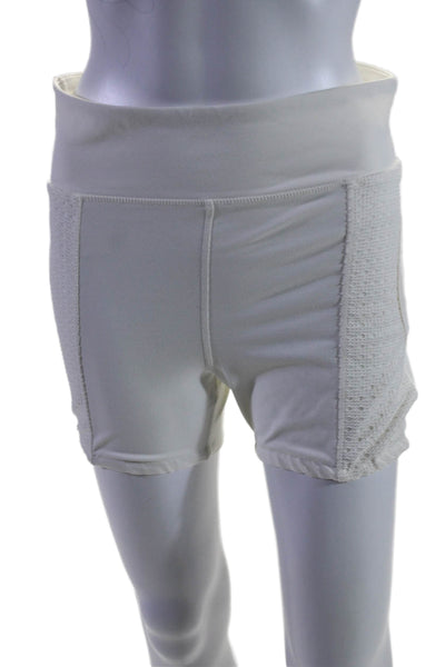 Tuckernuck Womens Open Knit Pull On High Rise Biker Shorts White Size Medium