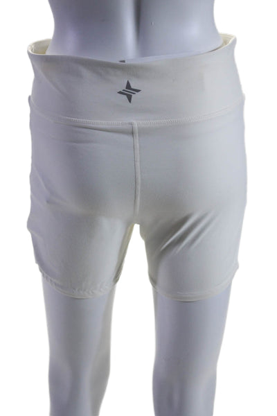 Tuckernuck Womens Open Knit Pull On High Rise Biker Shorts White Size Medium