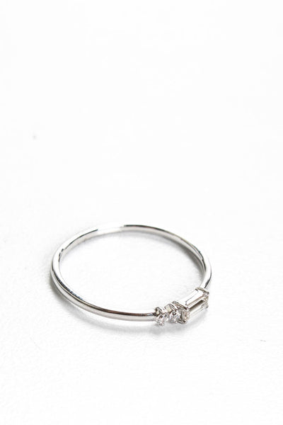 Designer Womens 14K White Gold 0.14ct Lab Created Diamond Stacking Ring Size 7.2