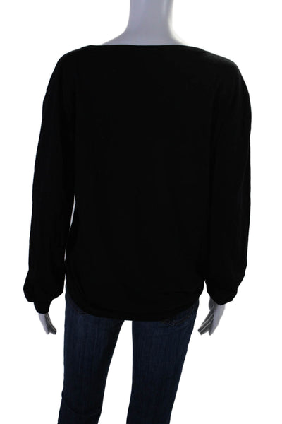 Agnes B Womens Silk Long Sleeve Round Neck Ribbed Knitted Top Black Size 3