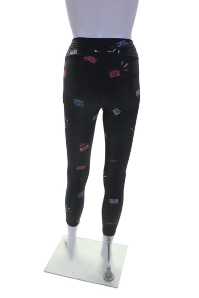 The Upside Womens Graphic Print Leggings Crewneck Set Black Blue Size 4 XXS