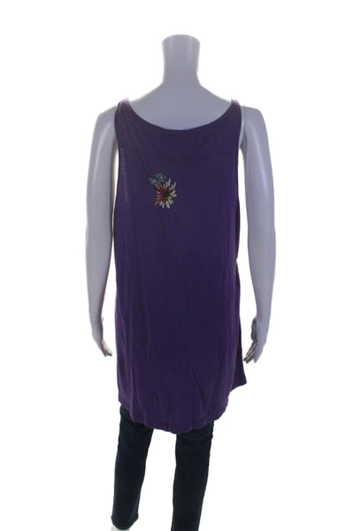 JWLA Women's Scoop Neck Sleeveless Embroidered Tunic Purple Size L