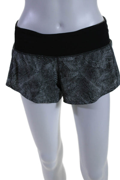 Lululemon Womens Printed Mid Rise Pull On Athletic Shorts Black White Size 4