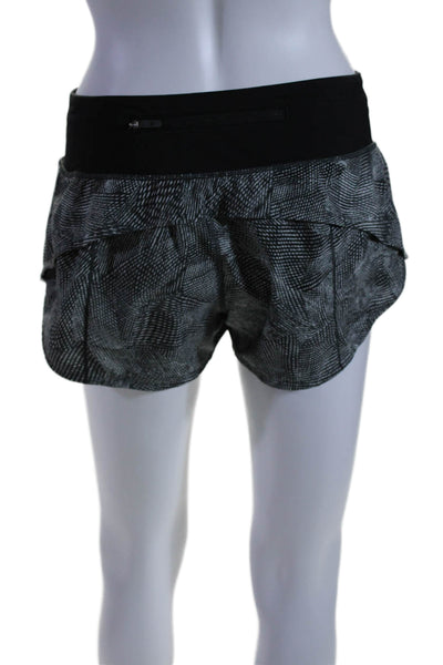 Lululemon Womens Printed Mid Rise Pull On Athletic Shorts Black White Size 4