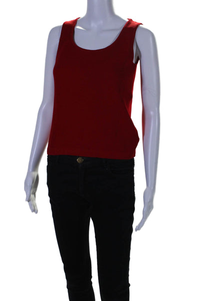 St. John Womens Sleeveless Pullover Crew Neck Shell Sweater Red Wool Size Petite