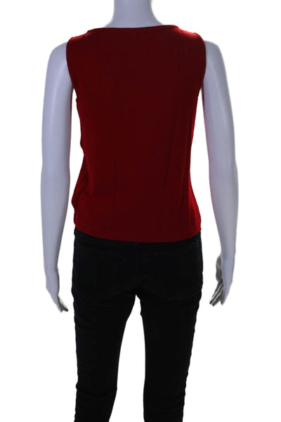 St. John Womens Sleeveless Pullover Crew Neck Shell Sweater Red Wool Size Petite