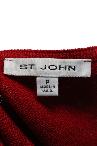 St. John Womens Sleeveless Pullover Crew Neck Shell Sweater Red Wool Size Petite