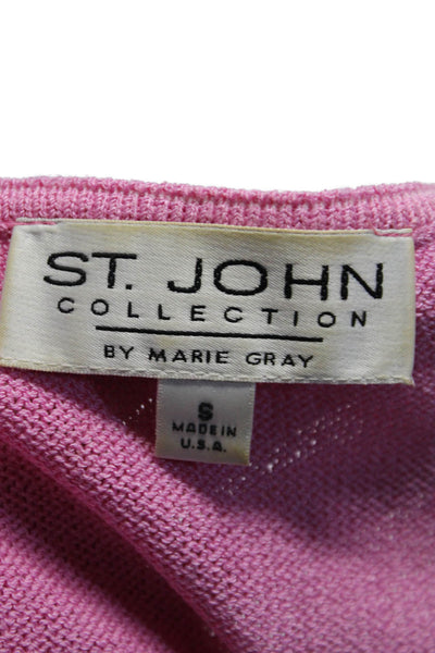 St. John Collection By Marie Gray Womens Shell Sweater Pink Wool Size Small