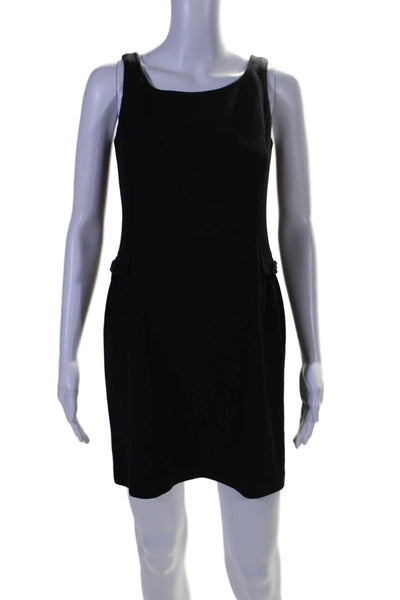 St. John Couture Womens Sleeveless Knee Length Sheath Dress Black Wool Size 2