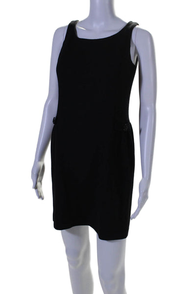 St. John Couture Womens Sleeveless Knee Length Sheath Dress Black Wool Size 2