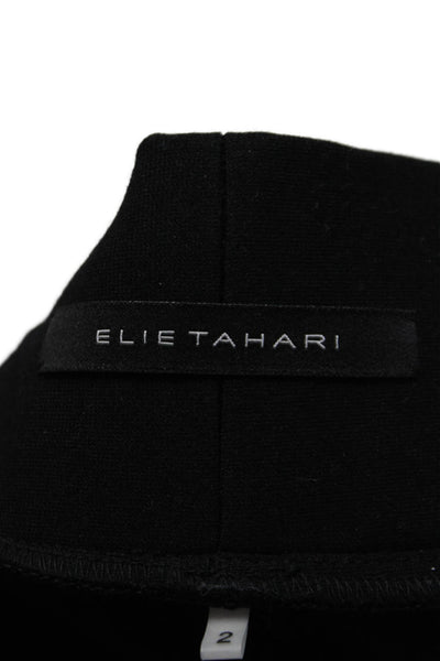 Elie Tahari Womens Stretch Flat Front Mid-Rise Straight Leg Pants Black Size 2