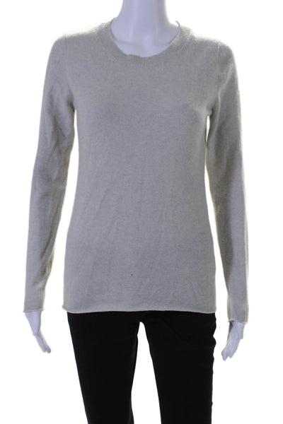 J Crew Womens Cashmere Knitted Scoop Neck Long Sleeve Sweater Gray Size S