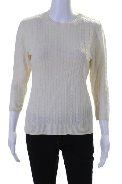 J Crew Womens Cashmere Rib Knitted Buttons Pullover Sweater Cream Size M