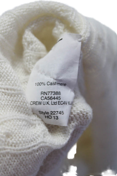 J Crew Womens Cashmere Rib Knitted Buttons Pullover Sweater Cream Size M