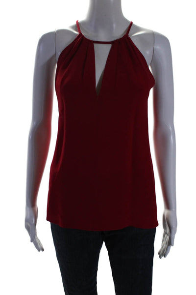 Adam Adam Lippes Womens Silk Red Halter Neck Sleeveless Blouse Top Size XS