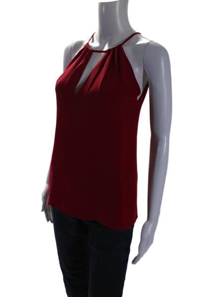 Adam Adam Lippes Womens Silk Red Halter Neck Sleeveless Blouse Top Size XS