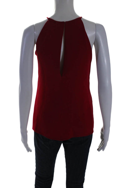 Adam Adam Lippes Womens Silk Red Halter Neck Sleeveless Blouse Top Size XS