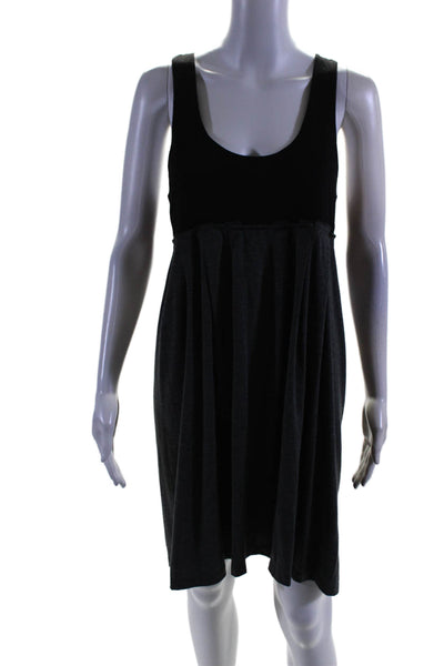Elle Lauri Womens Sleeveless Pleated Front High Waist Dress Gray Black Size Larg